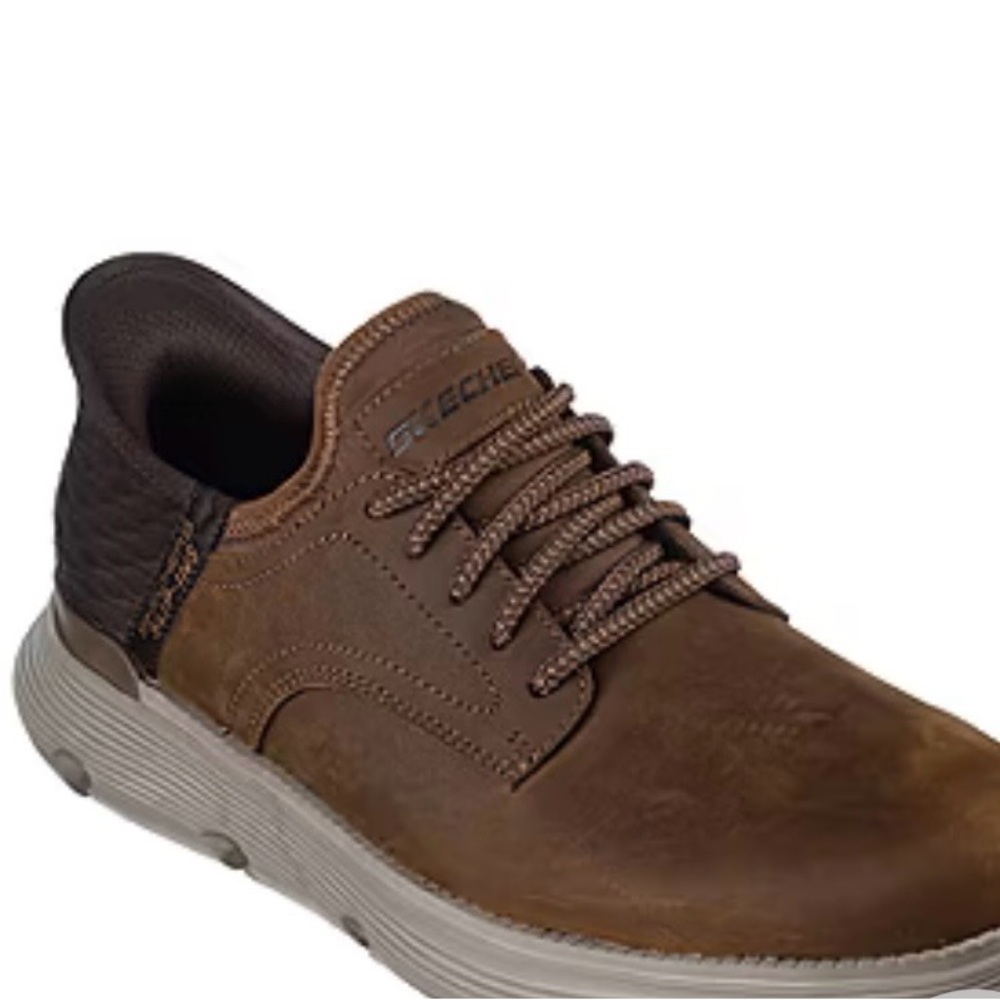 Skechers Men's Leather Brown Slip On Shoe with Laces